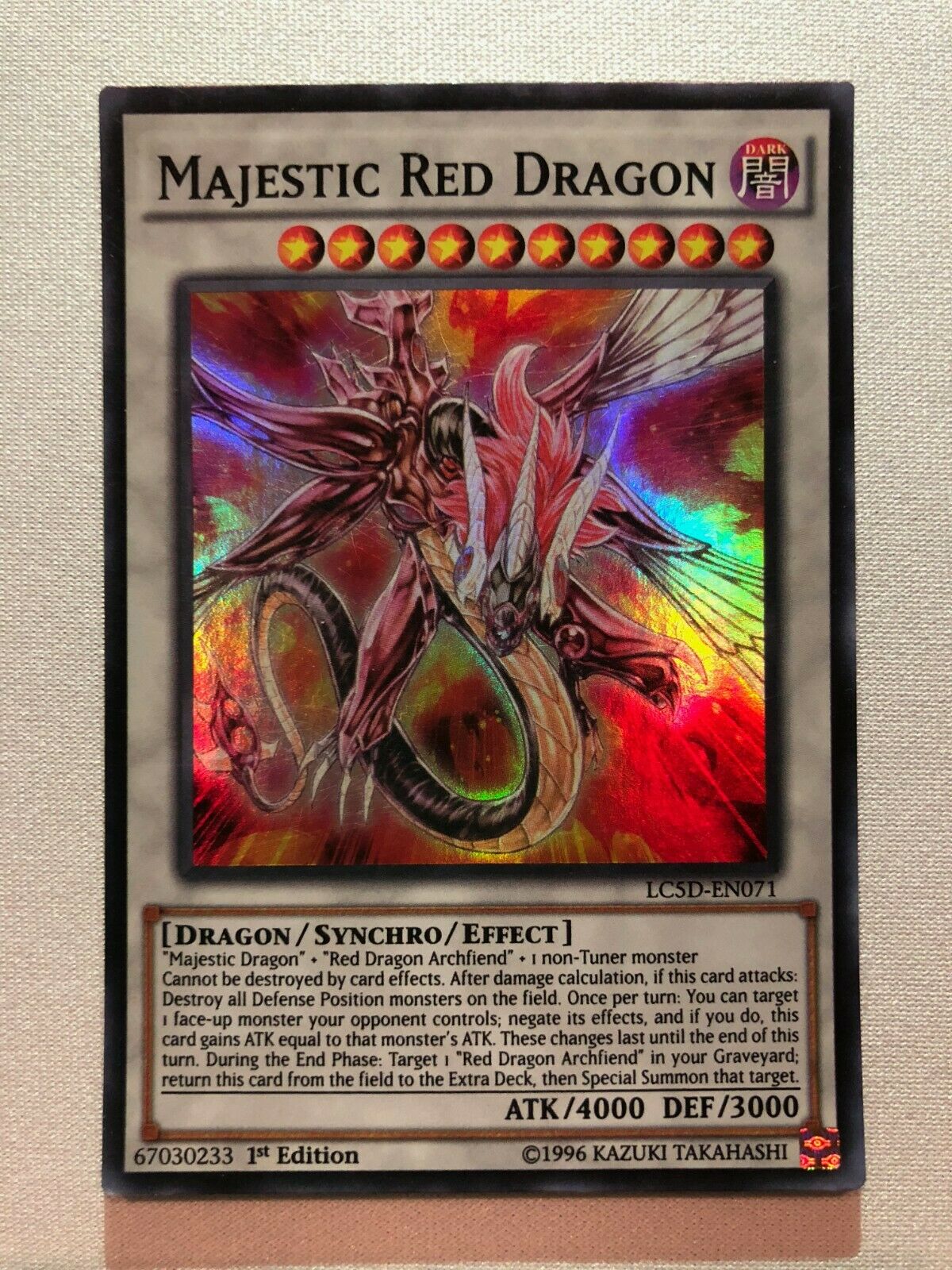 Yugioh Majestic Red Dragon LC5D-EN071 Super Rare 1st Edition Near Mint