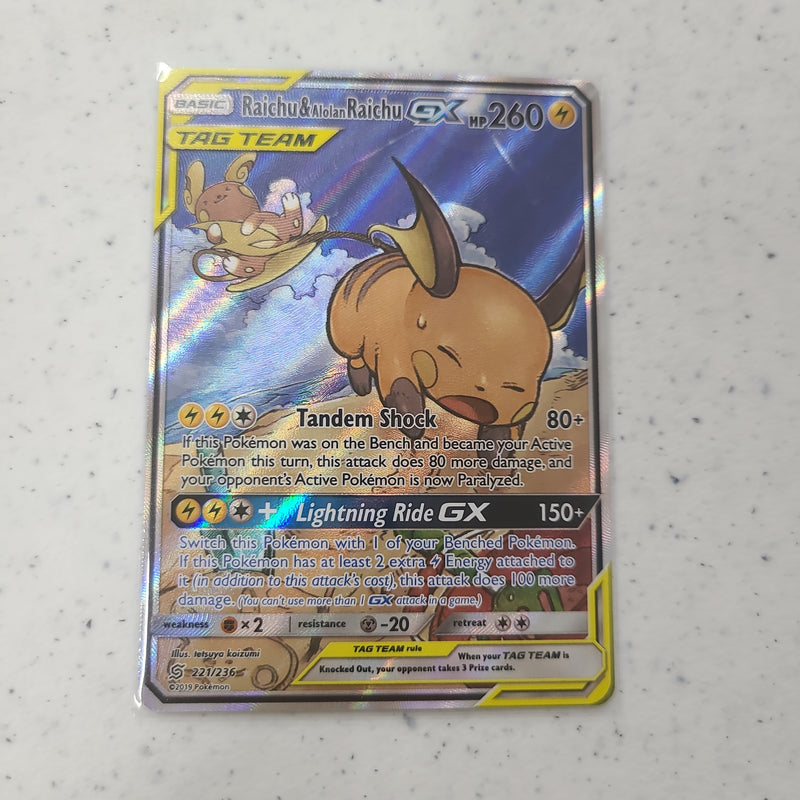 Raichu & Alolan Raichu GX (Alternate Full Art) - SM - Unified Minds (SM11) 221/236