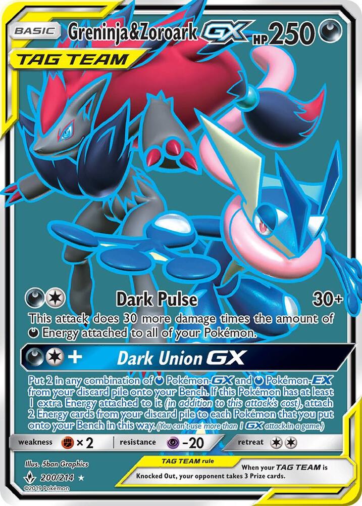 Greninja & Zoroark GX (200) (Full Art) - SM - Unbroken Bonds (SM10)