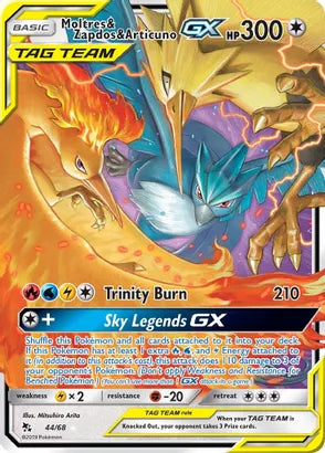 Moltres Zapdos Articuno GX 44/68 Hidden Fates Holo Ultra Rare Pokemon Card Near Mint