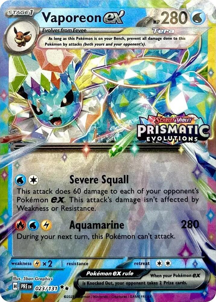 Vaporeon ex - 023/131 (Prismatic Evolutions Stamp) - Miscellaneous Cards & Products (MCAP)