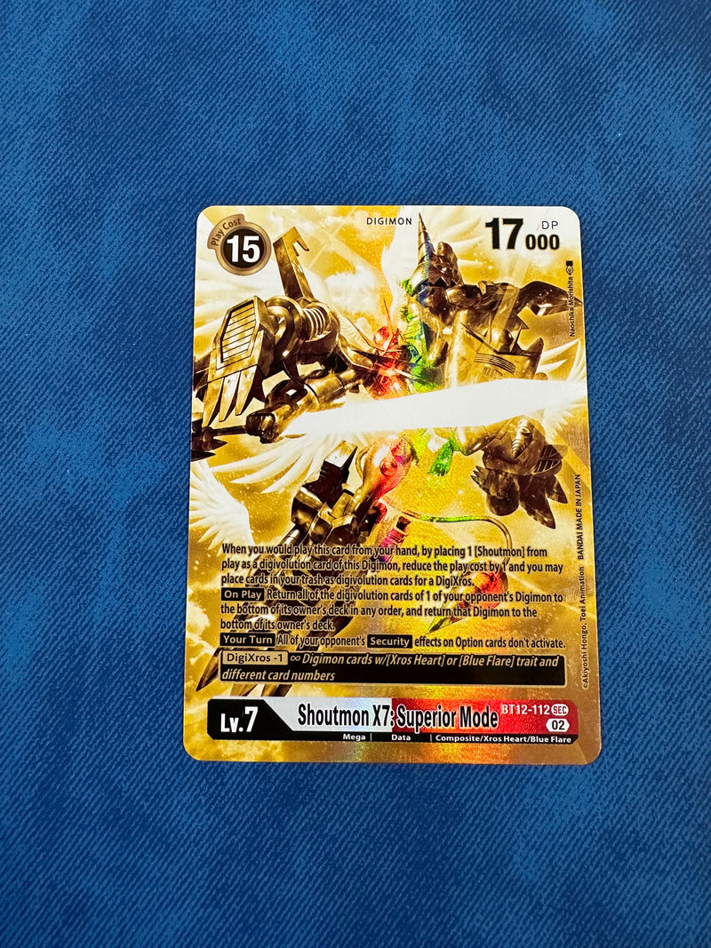 Shoutmon X7: Superior Mode (Alternate Art) (Gold) - Across Time (BT12) Shoutmon X7: Superior Mode (Alternate Art) (Gold) - Across Time (BT12)