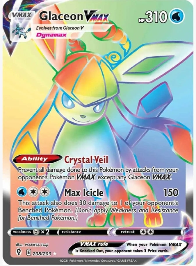 Glaceon VMAX (Secret) - SWSH07: Evolving Skies (SWSH07) 208/203