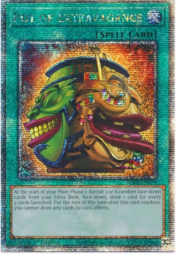 new pot card yugioh of Extravagance (Quarter Century Secret Rare) For casual play ONLY Yu-Gi-Oh Card - CSOC-EN015 Size:100 Booster Packs Custom alter art proxies