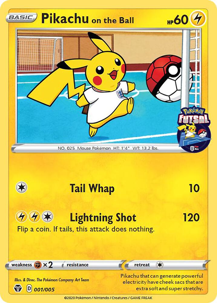 Pikachu on the Ball - 001/005 (Pokemon Futsal) - Miscellaneous Cards & Products (MCAP)