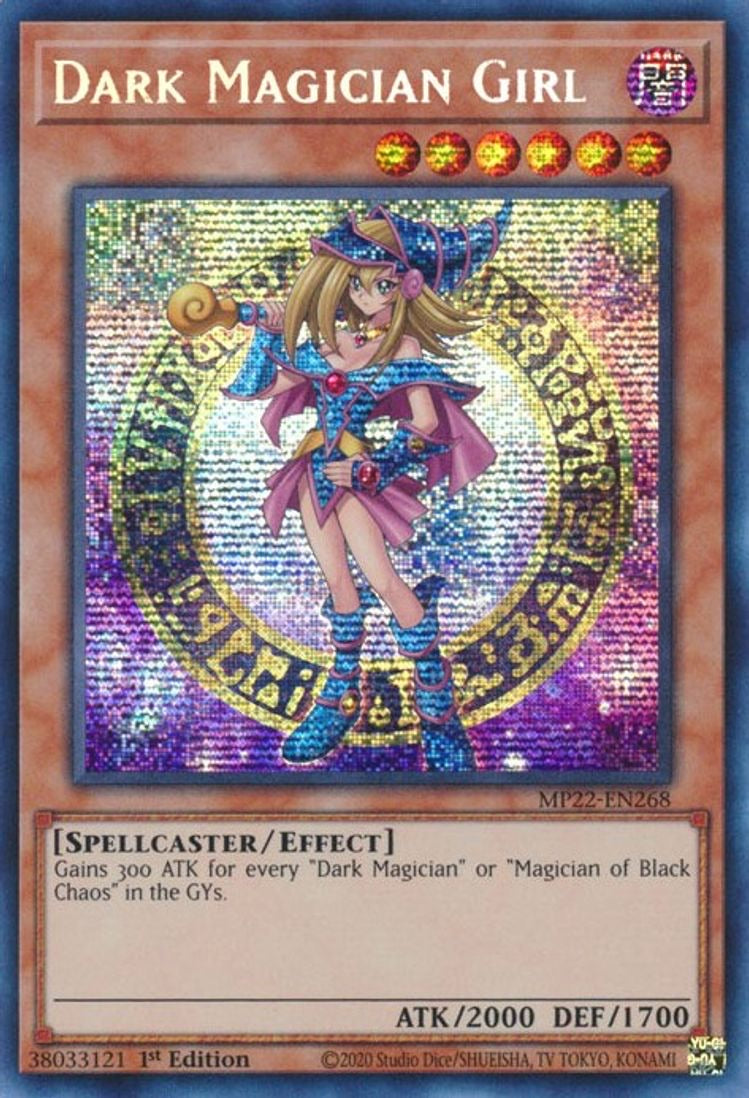 Yugioh Dark Magician Girl MP22-EN268 Prismatic Secret Rare 1st Edition Near Mint