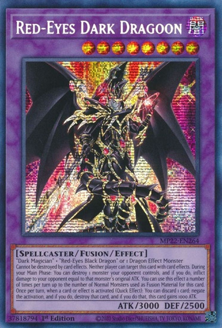 Yugioh Red-Eyes Dark Dragoon MP22-EN264 Prismatic Secret Rare 1st Edition Near Mint