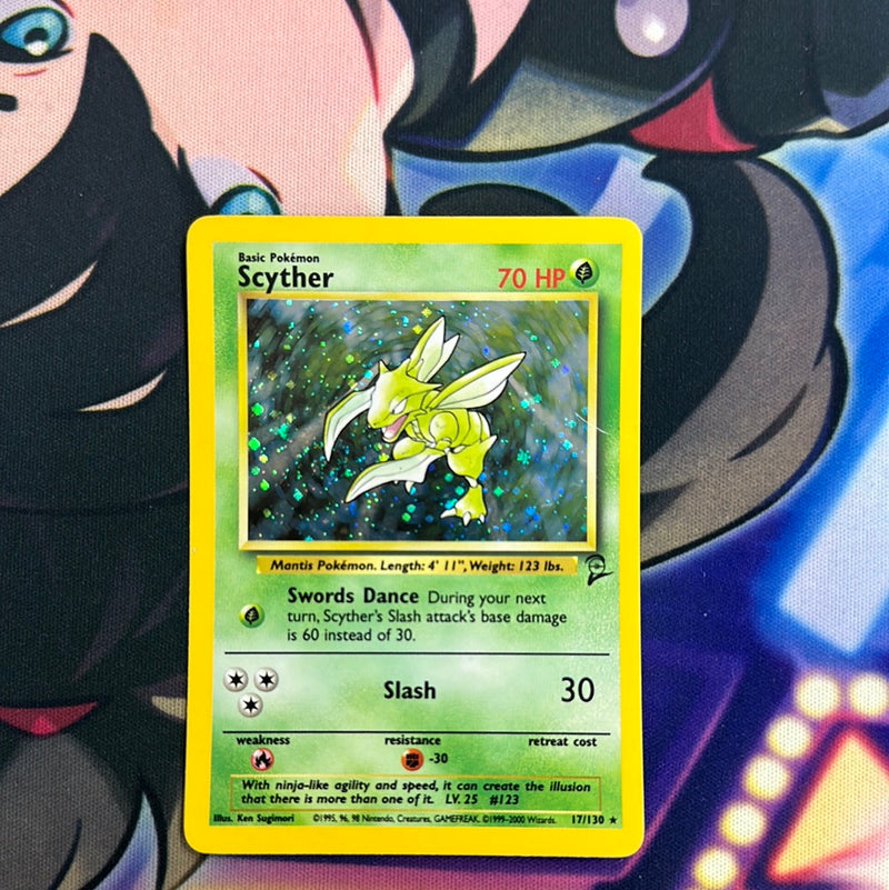 Scyther 17/130 Base Set 2 Holo Rare Pokemon Card Mint Lightly Played Scyther 17/130 Base Set 2 Holo Rare Pokemon Card Mint Lightly Played
