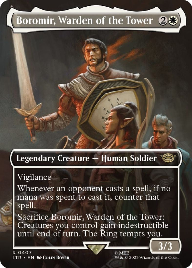 Boromir, Warden of the Tower (Borderless) - Universes Beyond: The Lord of the Rings: Tales of Middle-earth (LTR)