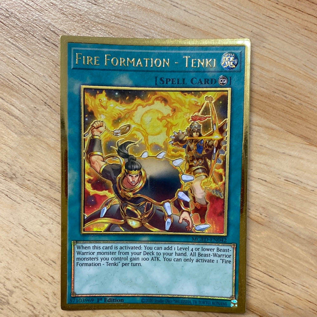 Yugioh Fire Formation - Tenki MGED-EN042 Premium Gold Rare 1st Edition Yugioh Fire Formation - Tenki MGED-EN042 Premium Gold Rare 1st Edition