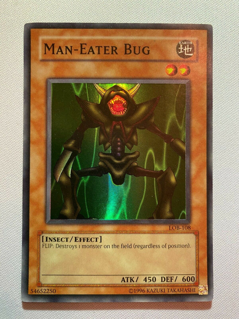 yugioh card man eater bug Yugioh Man-Eater Bug LOB-108 Unlimited Super Rare Near Mint