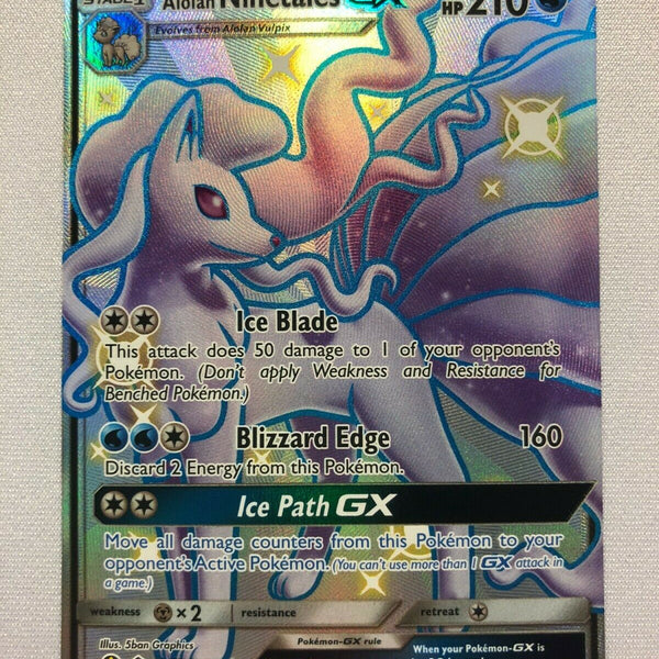 Alolan Ninetales GX SV53/SV94 Hidden Fates Shiny Vault Pokemon Card NM