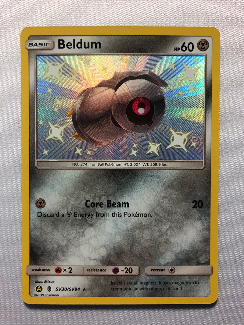 Beldum SV30/SV94 Shiny Rare Sun & Moon Hidden Fates Pokemon Card Near Beldum SV30/SV94 Shiny Rare Sun & Moon Hidden Fates Pokemon Card Near