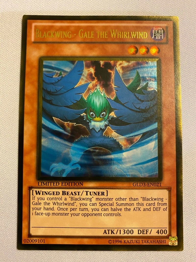 Yugioh Blackwing - Gale the Whirlwind GLD3-EN021 Gold Rare Gold Series Yugioh Blackwing - Gale the Whirlwind GLD3-EN021 Gold Rare Gold Series