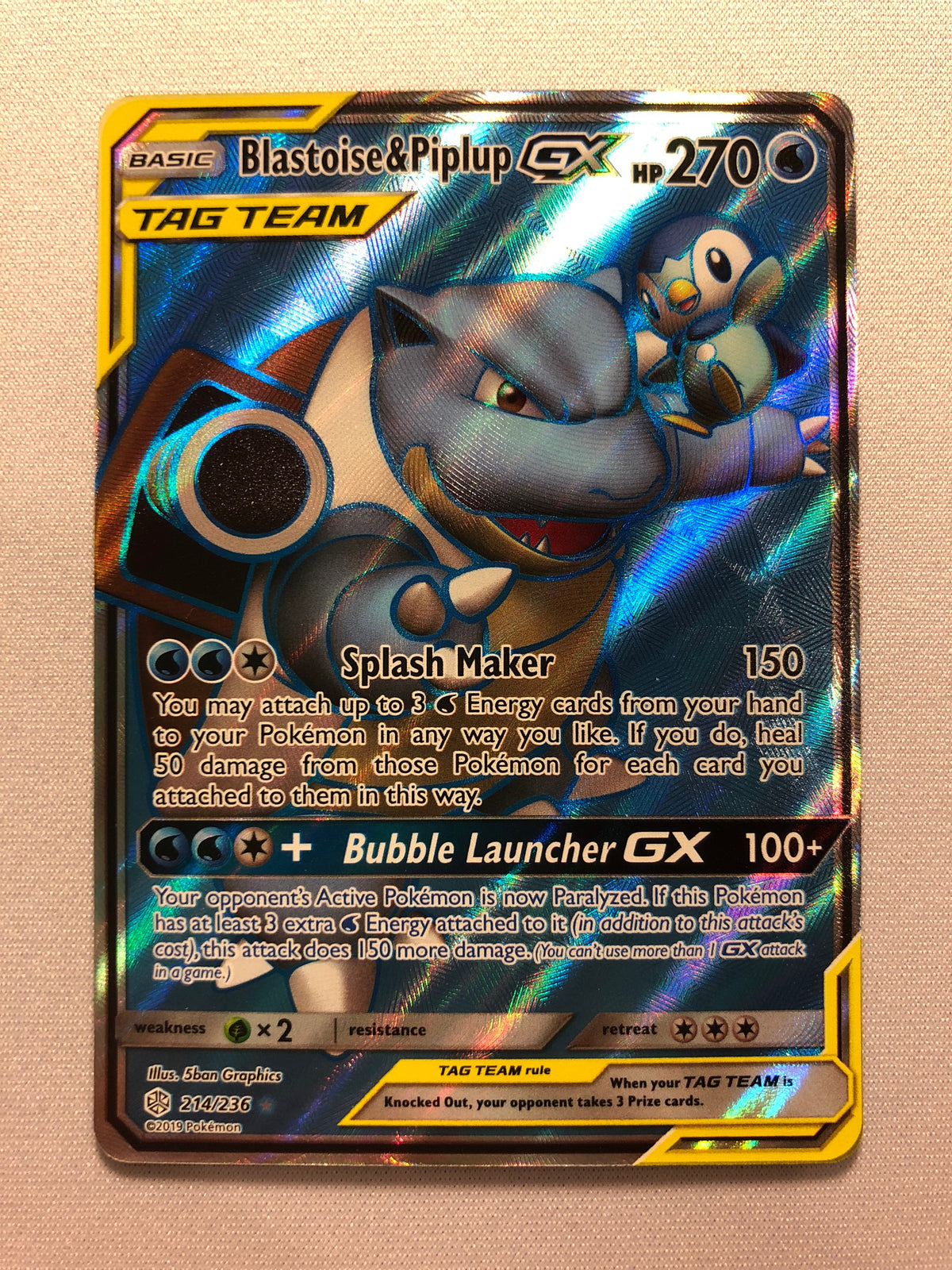 how to make sure pokemon cards are real Blastoise & Piplup GX 214/236 Full Art SM Cosmic Eclipse Holo Rare Pok