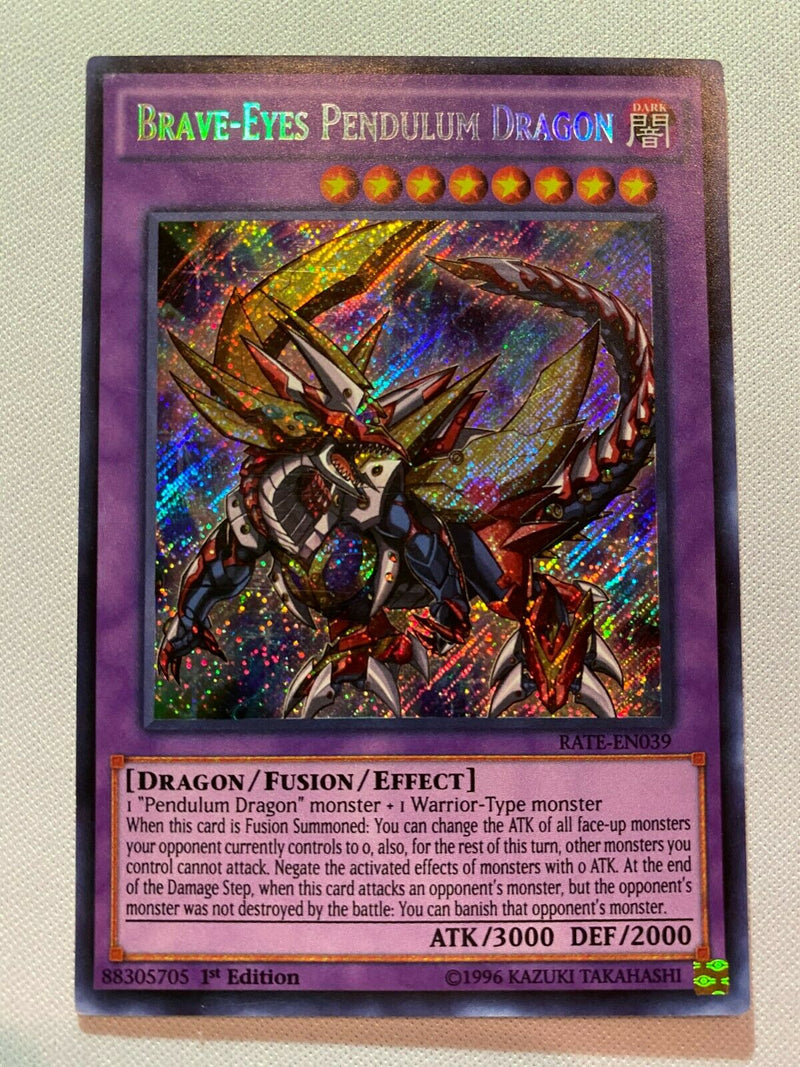 Yugioh Brave-Eyes Pendulum Dragon RATE-EN039 1st Edition Secret Rare N Yugioh Brave-Eyes Pendulum Dragon RATE-EN039 1st Edition Secret Rare N