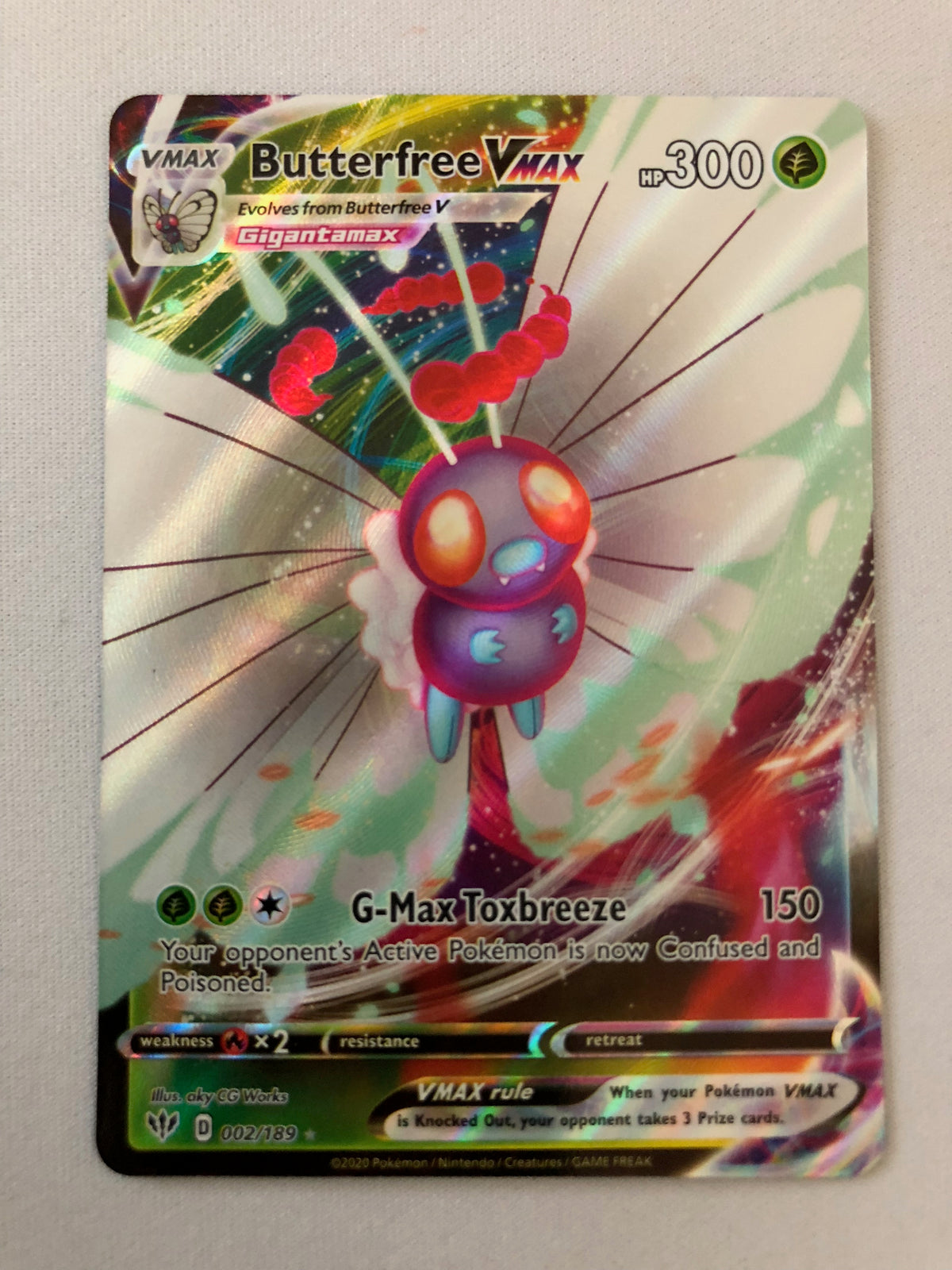 Butterfree VMAX 002/189 Darkness Ablaze Ultra Rare Pokemon Card Near M