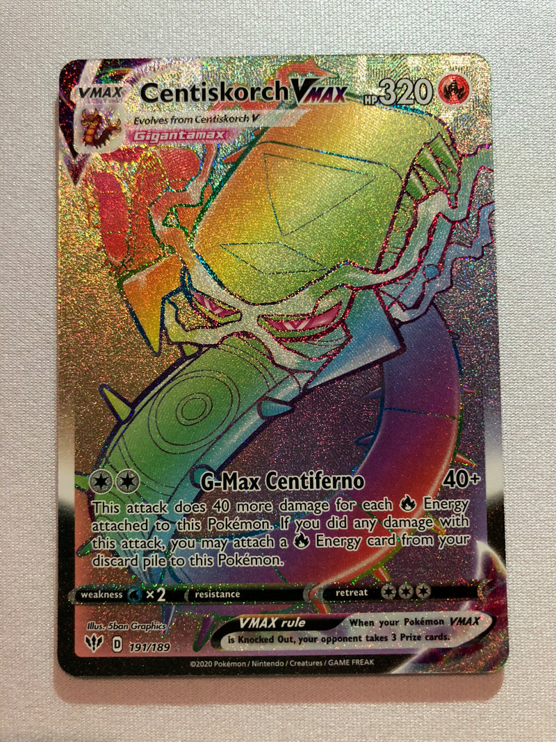 Centiskorch Vmax 191/189 Secret Rare Rainbow Full Art Pokemon Card Nea Centiskorch Vmax 191/189 Secret Rare Rainbow Full Art Pokemon Card Nea