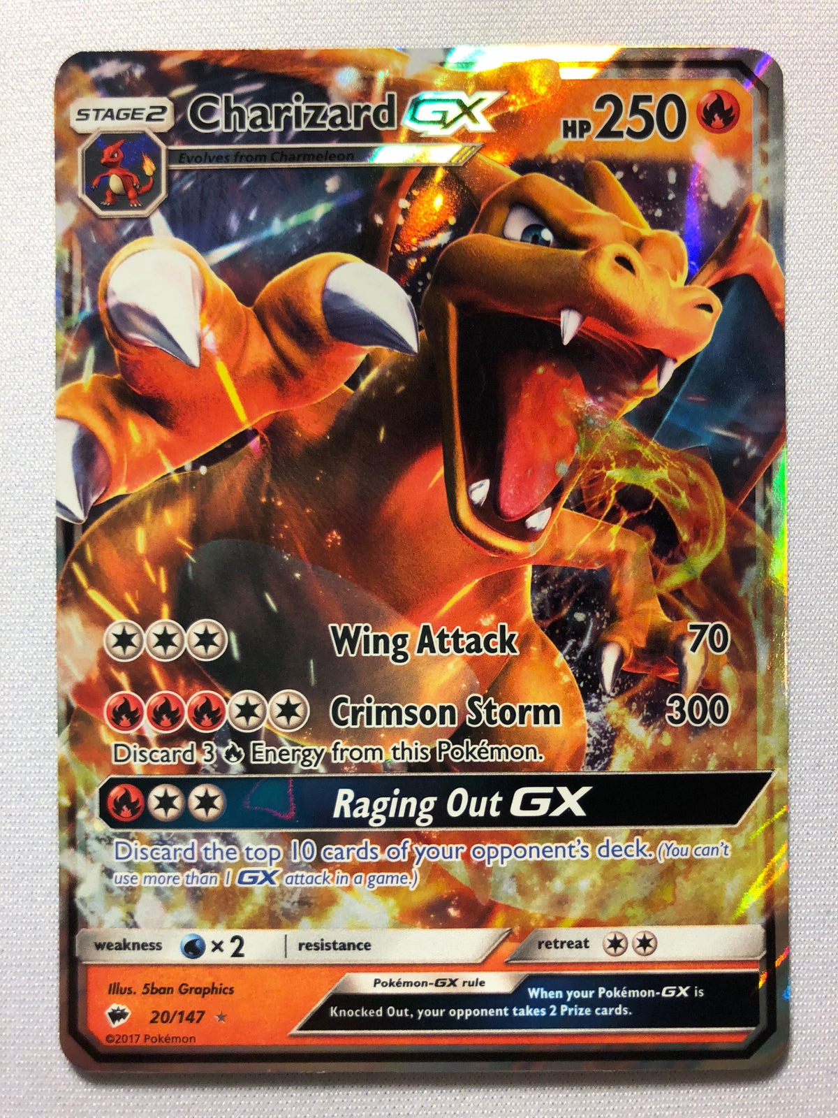burning shadows rare cards Charizard GX 20/147 Holo Pokemon Card Near Mint Size:5.9*8.6 cm  (R2 Rounded Corners)(Double sided different design) (SZ#82LTBUA) STARY KIDS This N That Evolves from Alolan Rattata Pikachu #25 - Mythical