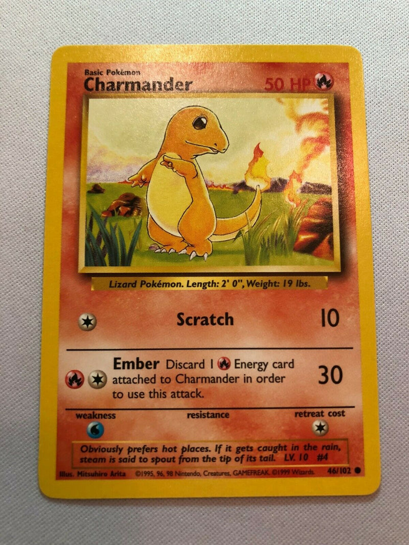 Charmander 46/102 Base Set Common Pokemon Card Near Mint