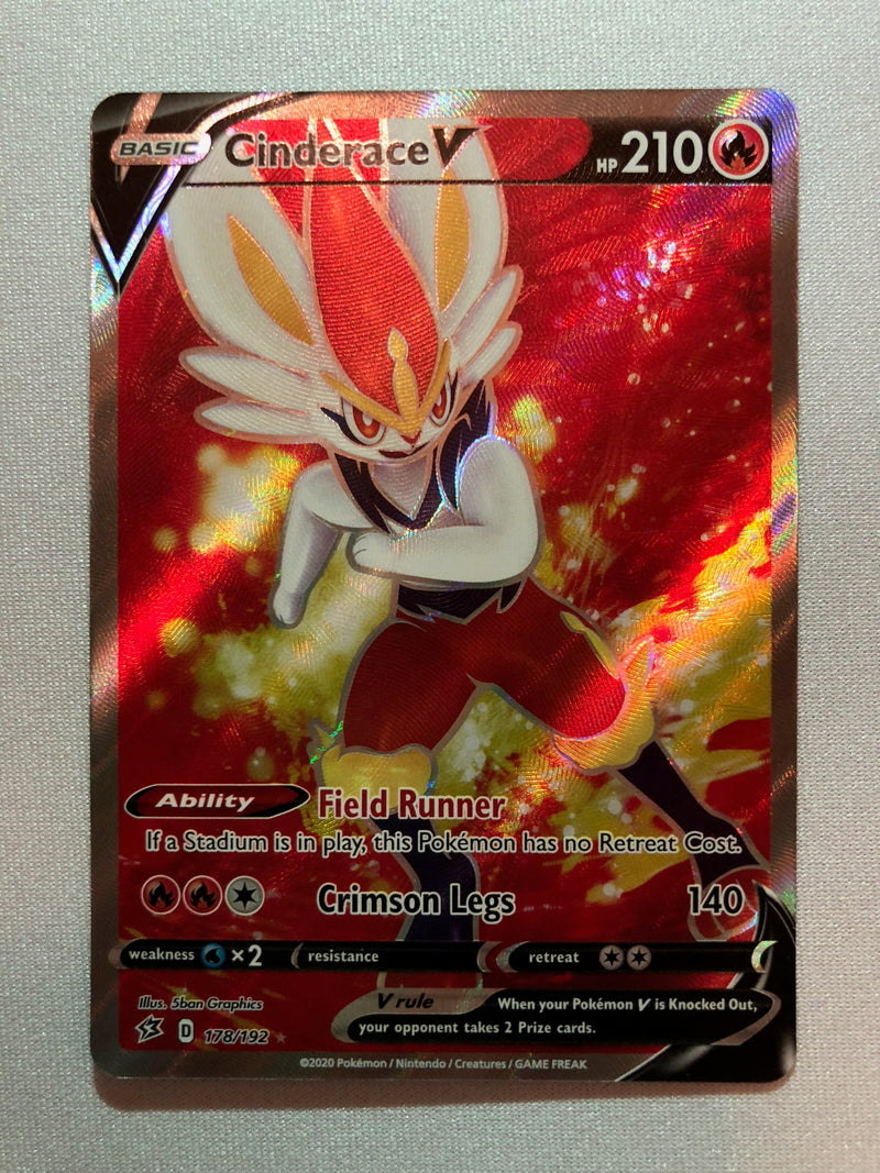 Cinderace V 178/192 Full Art Ultra Rare Holo Pokemon Rebel Clash Pokemon Card Near Mint