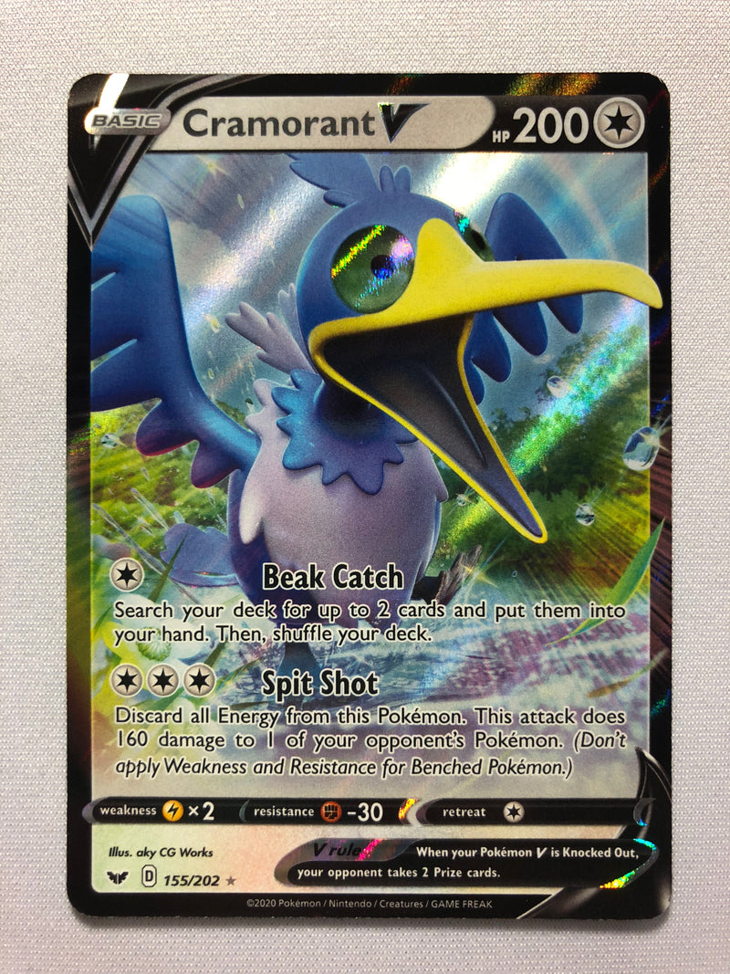 Cramorant V 155/202 Holo Ultra Rare Base Set Pokemon Card Near Mint