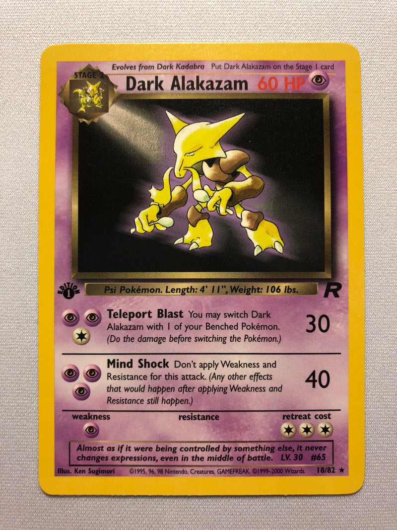 Dark Alakazam 18/82 Rare 1st Edition Team Rocket Pokemon Card Near Mint