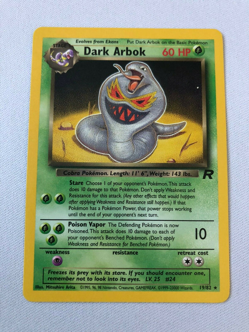 Dark Arbok 19/82 Non-Holo Rare Team Rocket Pokemon Card Near Mint