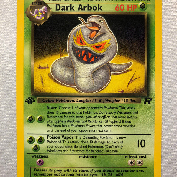 Dark Arbok 19/82 Rare 1st Edition Team Rocket Pokemon Card Near Mint Dark Arbok 19/82 Rare 1st Edition Team Rocket Pokemon Card Near Mint
