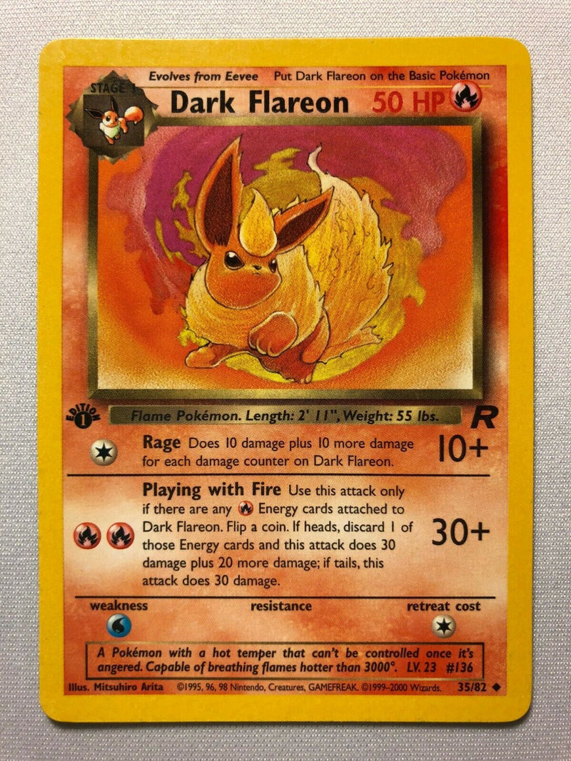 Dark Flareon 35/82 1st Edition Team Rocket Rare Pokemon Card Near Mint