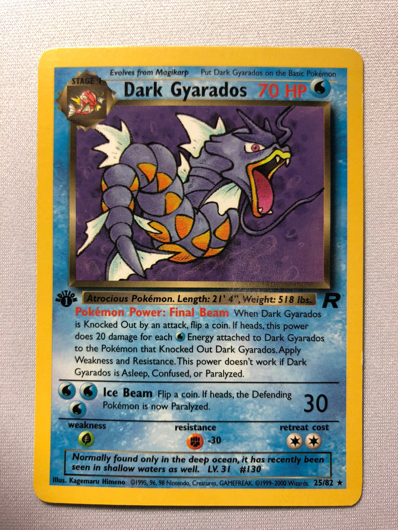 Dark Gyarados 25/82 Team Rocket 1st Edition Rare Pokemon Card Near Mint