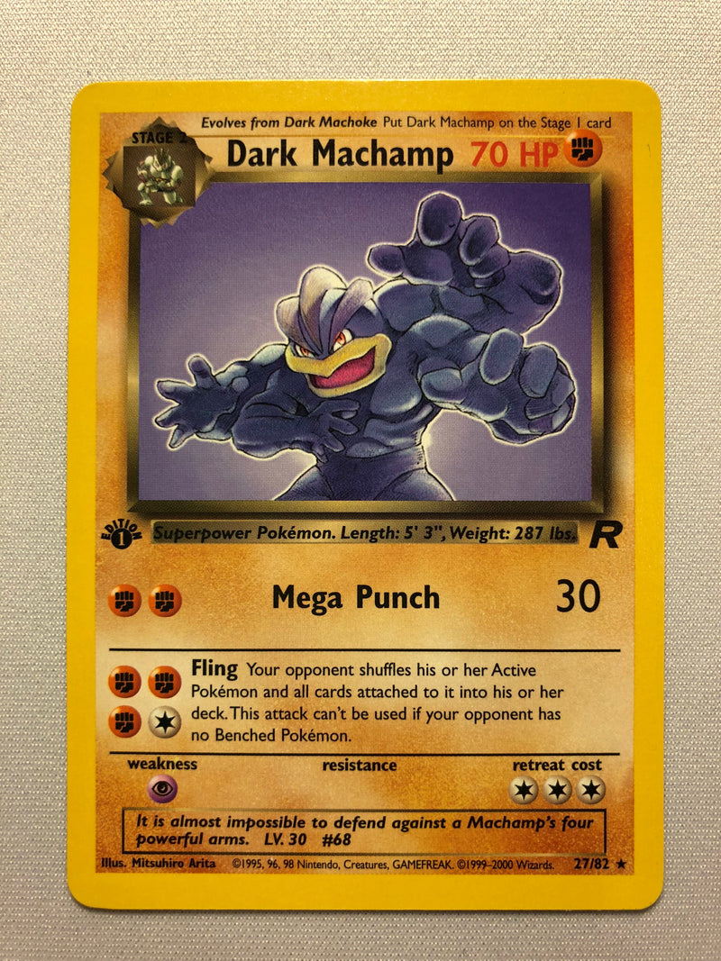 Dark Machamp 27/82 1st Edition Non-Holo Rare Pokemon Card Team Rocket Near Mint
