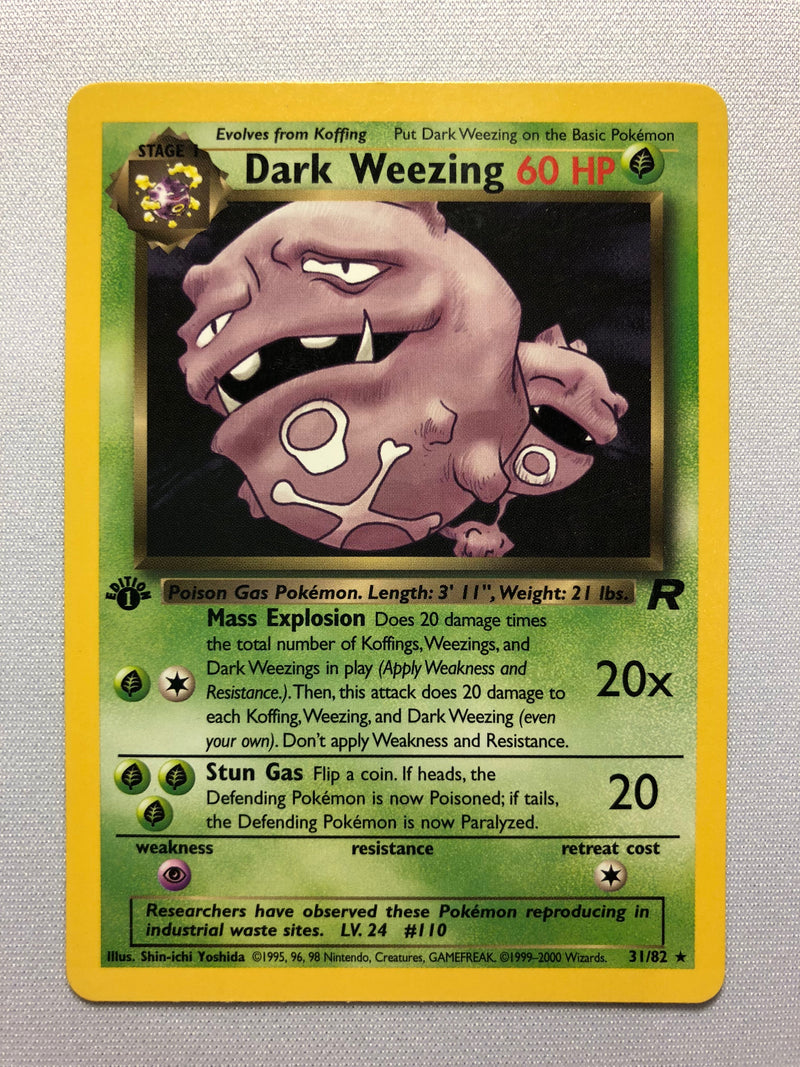 Dark Weezing 31/82 Rare 1st Edition Pokemon Card Near Mint