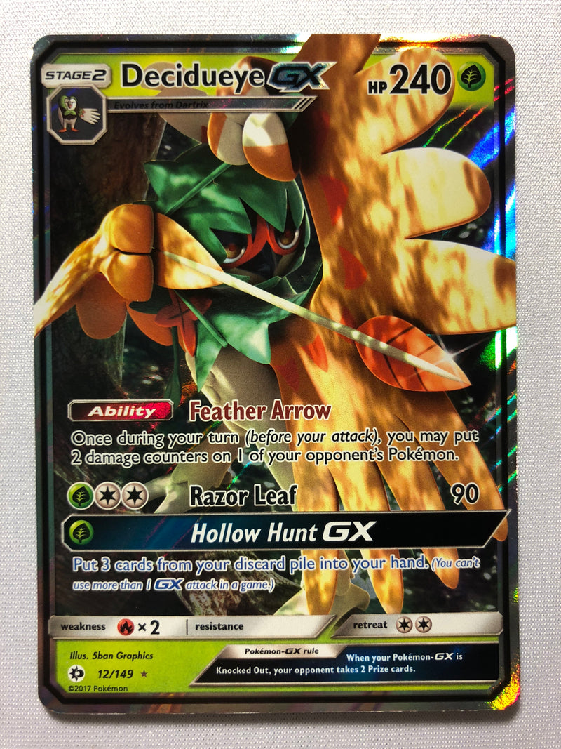 Decidueye GX 12/149 Ultra Rare Sun & Moon Base Set Pokemon Card Near M Decidueye GX 12/149 Ultra Rare Sun & Moon Base Set Pokemon Card Near M