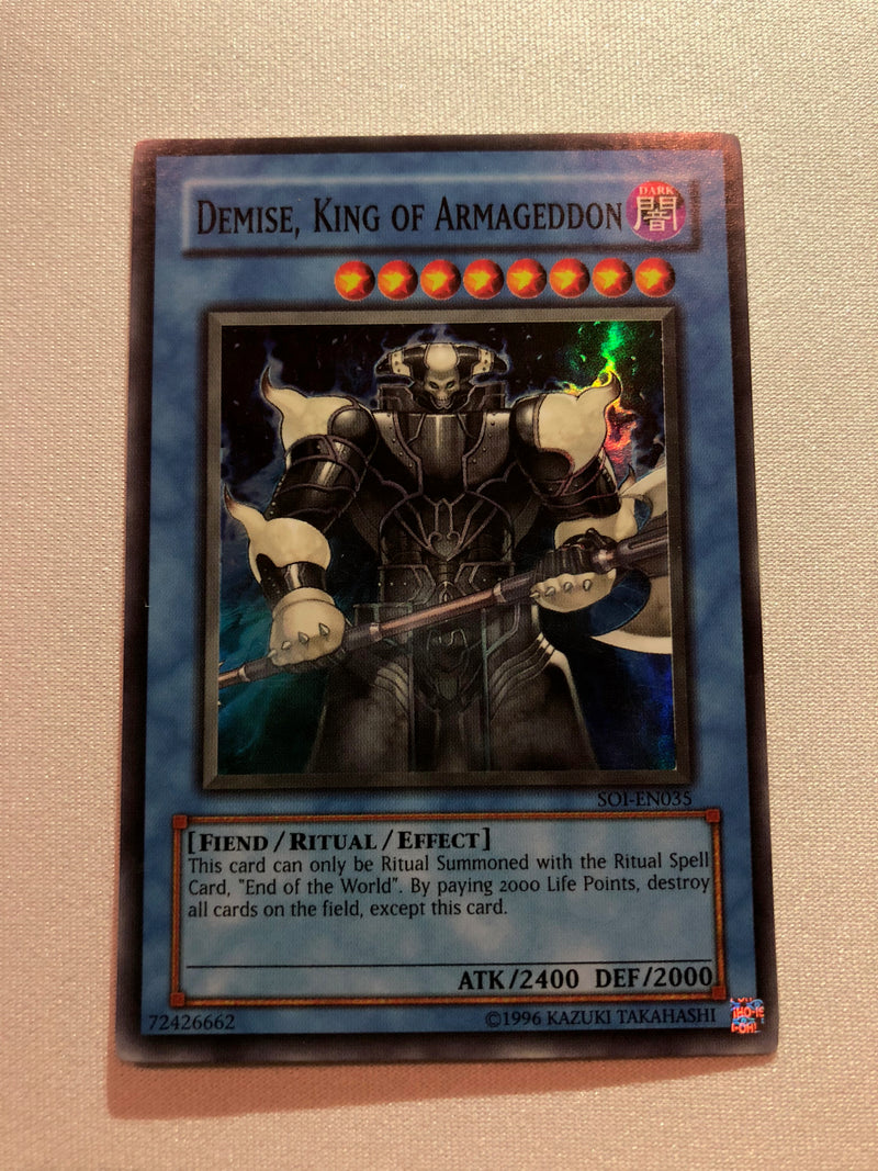 Yugioh Demise, King of Armageddon SOI-EN035 Super Rare Unlimited Edition Near Mint