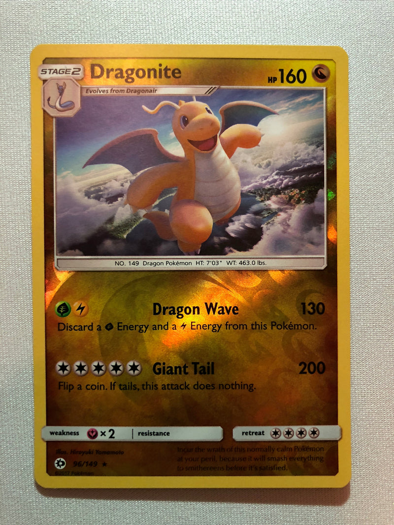 Dragonite 96/149 Reverse Holo Sun & Moon Base Set Pokemon Card Near Mint