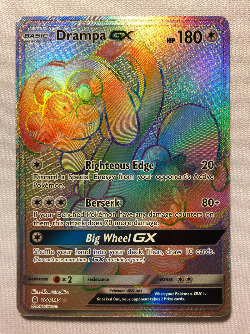 Drampa GX 160/145 Hyper Rare Guardians Rising Pokemon Card Near Mint Drampa GX 160/145 Hyper Rare Guardians Rising Pokemon Card Near Mint