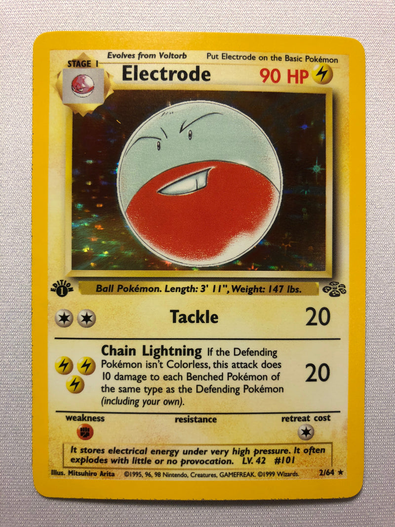 Electrode 2/64 Holo Rare 1st Edition Jungle Set Pokemon Card Near Mint