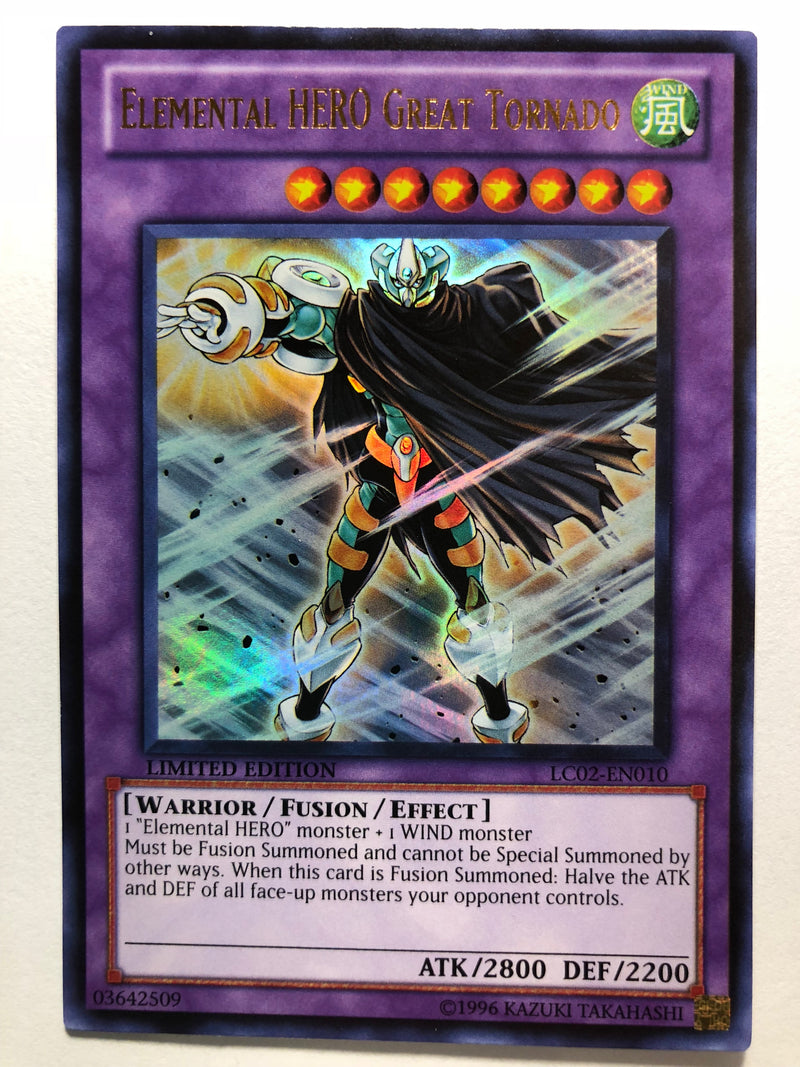 Yugioh Elemental Hero Great Tornado LC02-EN010 Ultra Rare Limited Edit Yugioh Elemental Hero Great Tornado LC02-EN010 Ultra Rare Limited Edit