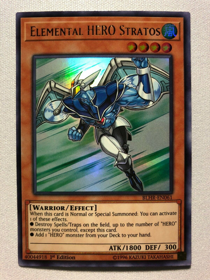 Yugioh Elemental HERO Stratos BLHR-EN061  Ultra Rare 1st Edition Near Mint