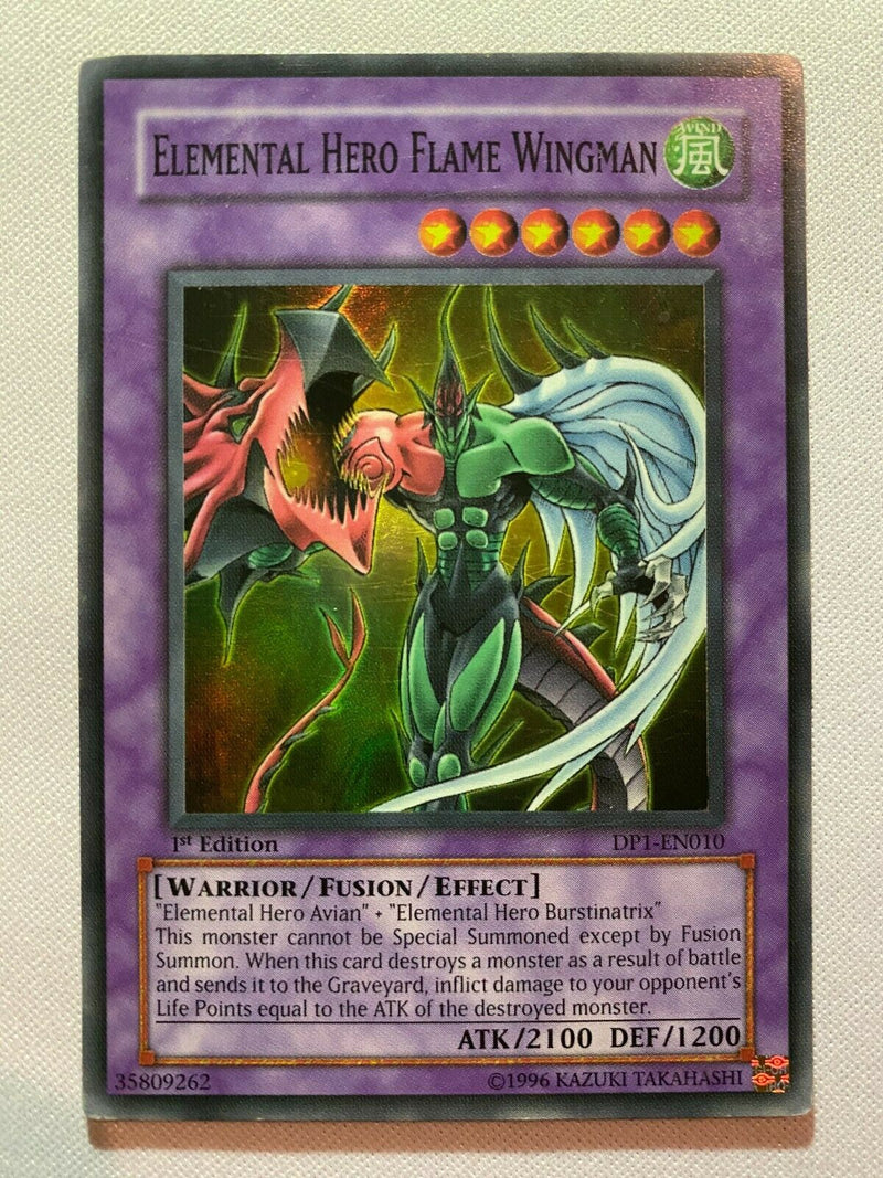 Yugioh Elemental Hero Flame Wingman DP1-EN010 1st Edtion Super Rare Near Mint