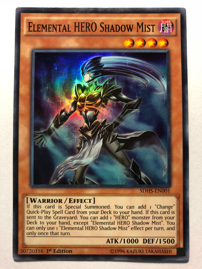 Yugioh Elemental HERO Shadow Mist SDHS-EN001 Super Rare 1st Edition Ne Yugioh Elemental HERO Shadow Mist SDHS-EN001 Super Rare 1st Edition Ne