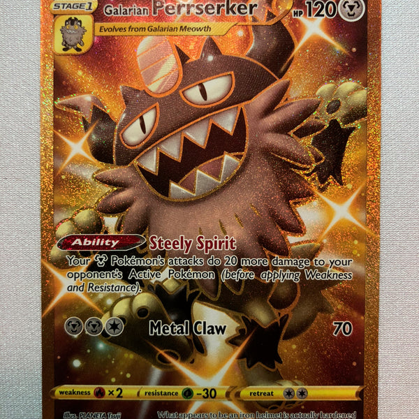 Galarian Perrserker 205/192 Holo Secret Rare Pokemon Card Near Mint