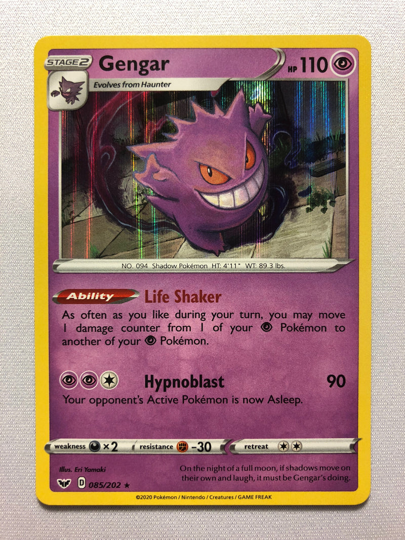 Gengar 085/202 Holo Rare Sworld & Shield Pokemon Card Near Mint