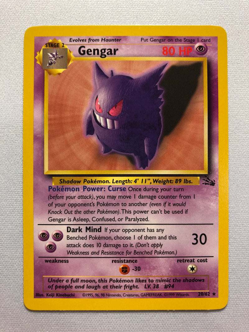 Gengar 20/62 Rare Fossil Set Pokemon Card Near Mint