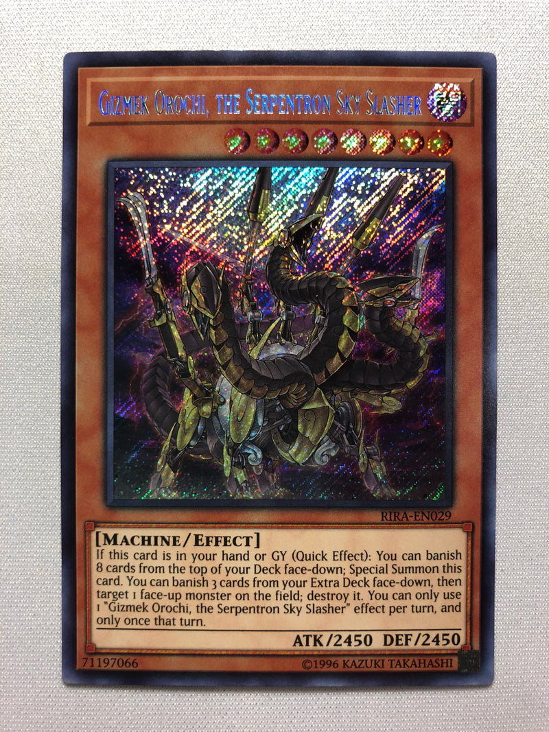 Yugioh Gizmek Orochi, the Serpentron Sky Slasher RIRA-EN029 Secret Rar Yugioh Gizmek Orochi, the Serpentron Sky Slasher RIRA-EN029 Secret Rar