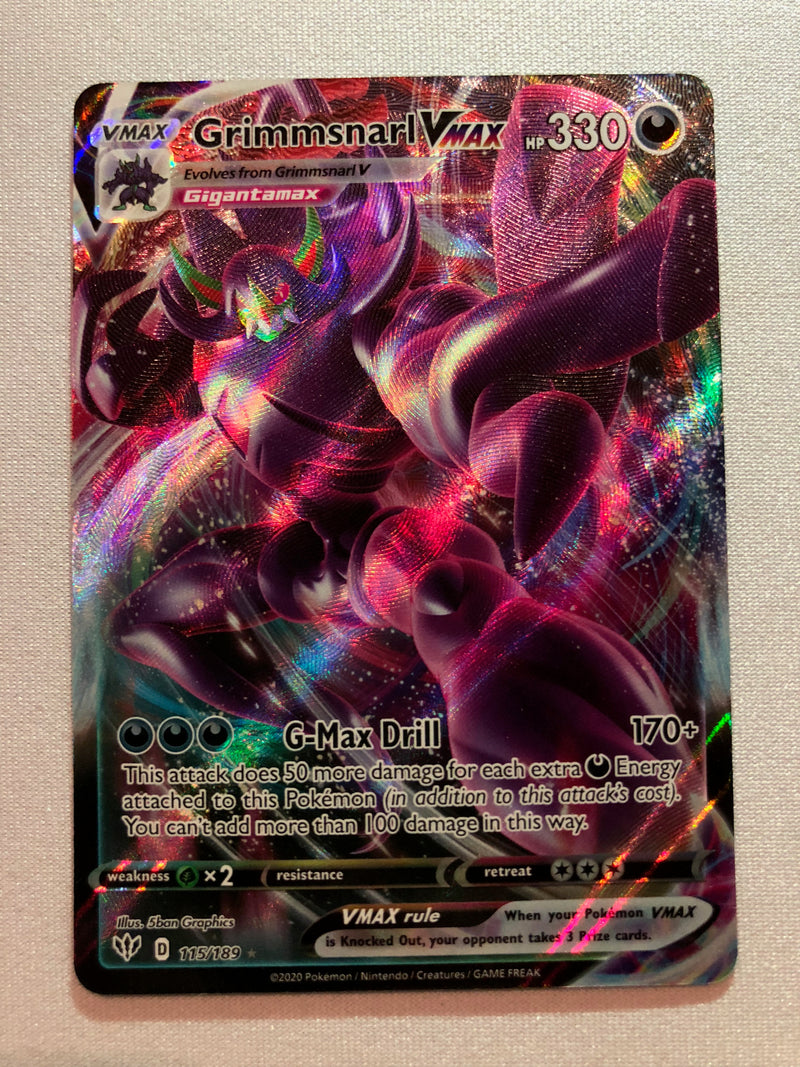 Grimmsnarl V Max 115/189 Darkness Ablaze Holo Ultra Rare Pokemon Card Grimmsnarl V Max 115/189 Darkness Ablaze Holo Ultra Rare Pokemon Card