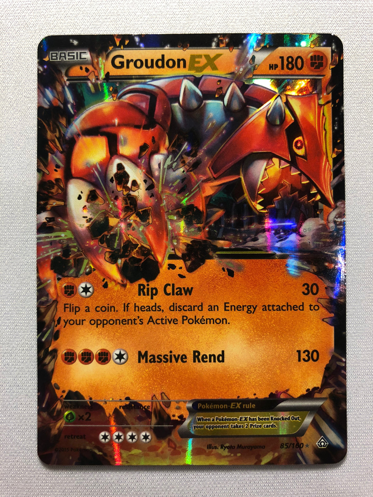 Groudon EX 85/160 Holo Ultra Rare XY Primal Clash Pokemon Card Near Mi Groudon EX 85/160 Holo Ultra Rare XY Primal Clash Pokemon Card Near Mi