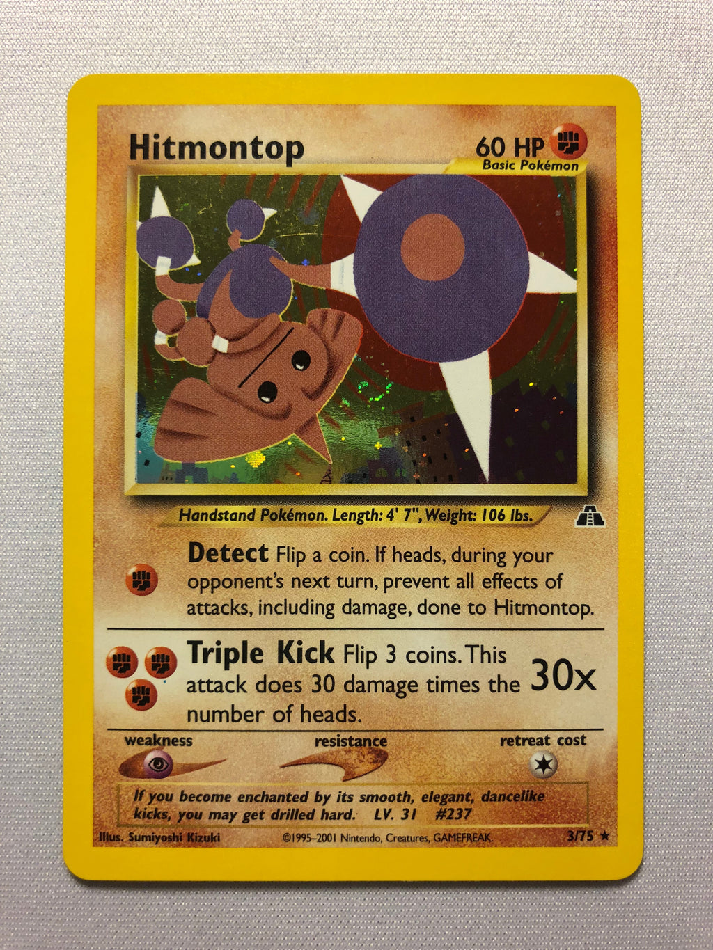 pokemon hitmontop card Hitmontop 3/75 Holo Rare Neo Discovery Pokemon Card Near Mint