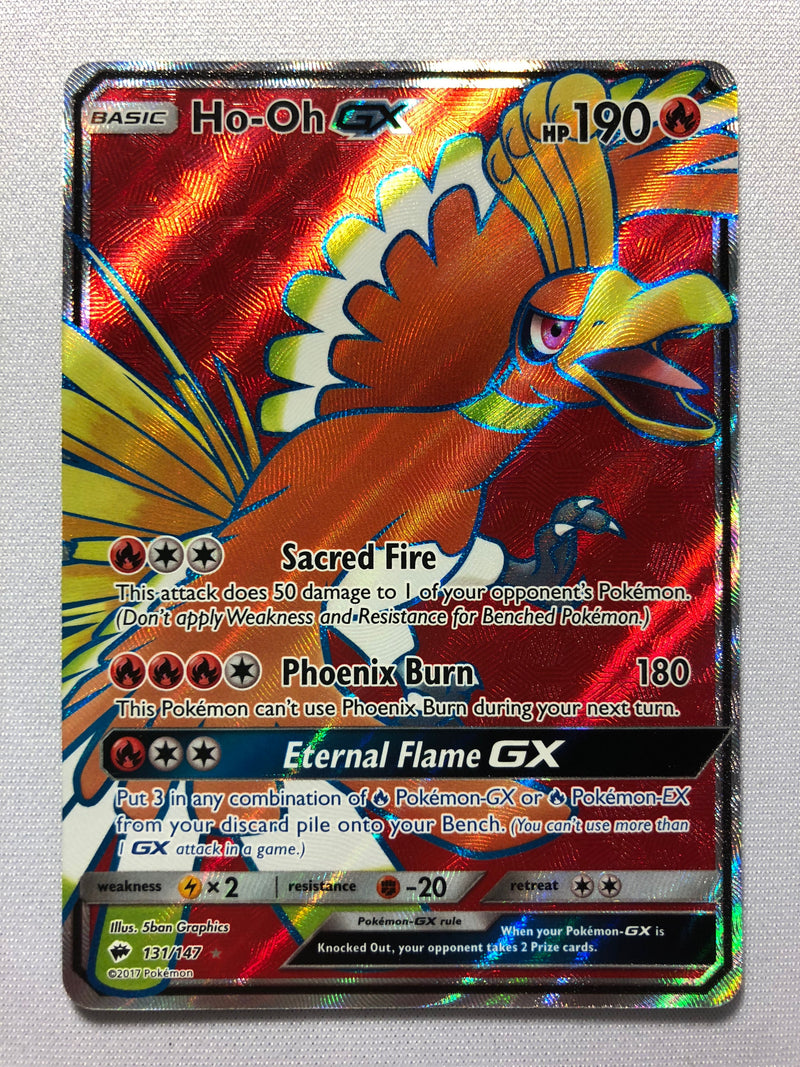 Ho-Oh GX 131/147 Full Art Holo Ultra Rare Sun & Moon Burning Shadows P Ho-Oh GX 131/147 Full Art Holo Ultra Rare Sun & Moon Burning Shadows P